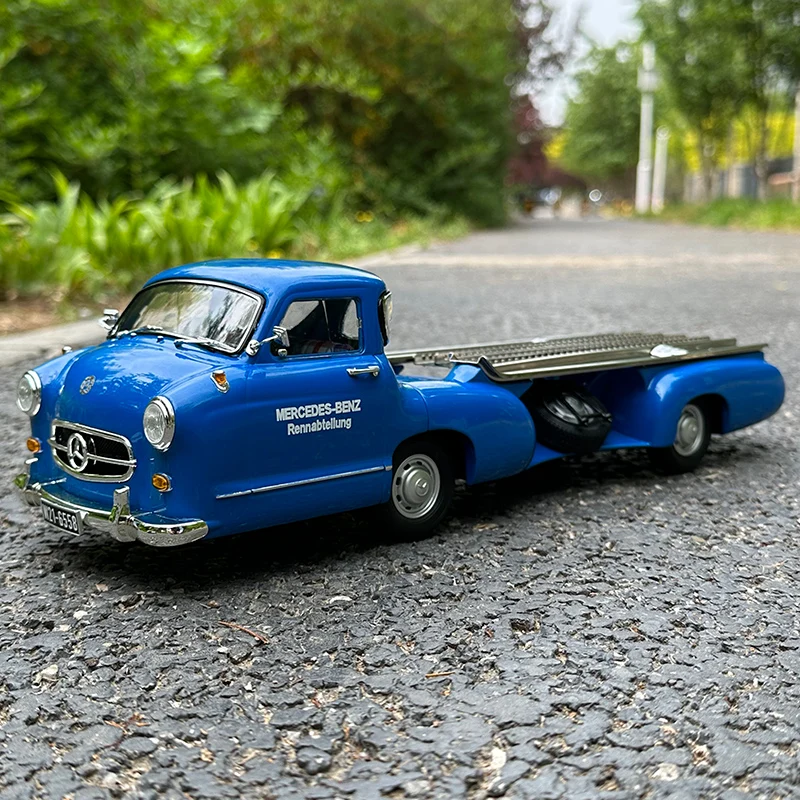 Ivy 1:18 1954 Fo Benz Silver Arrow Transport Vehicle Trailer Blue Wonder Car Model Stampo Per Auto In Lega Invia A Un Amico Regalo Di Festa