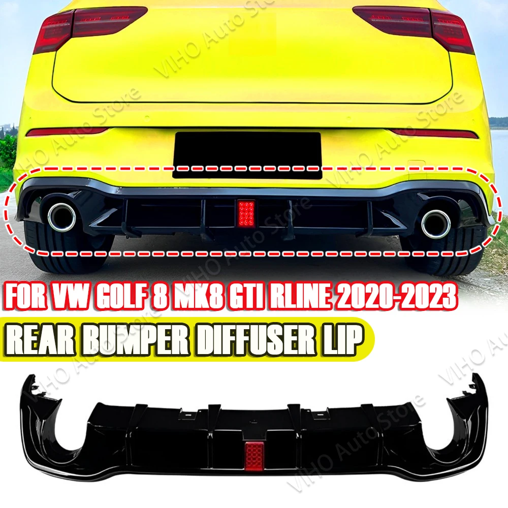 

Car Rear Bumper Diffuser Spoiler Splitter With Brake LED Body Kits Tuning For VW Golf 8 MK8 GTI GTE R-line 2020 2021 2022 2023