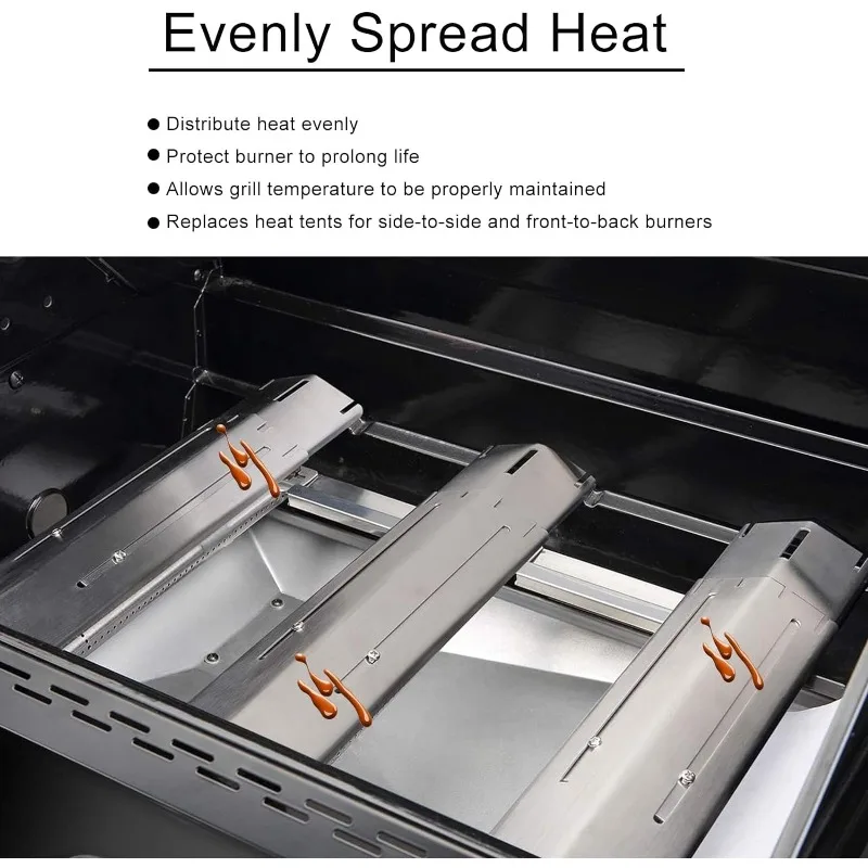 Adjustable Barbecue BBQ Grill Flame Tamers Burner Covers Heat Deflectors Stainless Steel Gas Grill Replacement Parts 1-4Packs