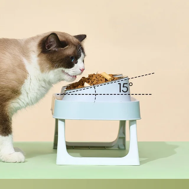 ​​15° Elevated Pet Feeder: Portable Foldable Dual Stainless Steel Bowls with Non-Slip Base - Neck Support for Cats and Dogs​ 2