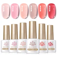 BORN PRETTY Milky Pink Jelly Nude Gel Nail Polish Set 6 Transparent Colors Sheer Gel Nail Kit for Salon and Nails DIY at Home 1