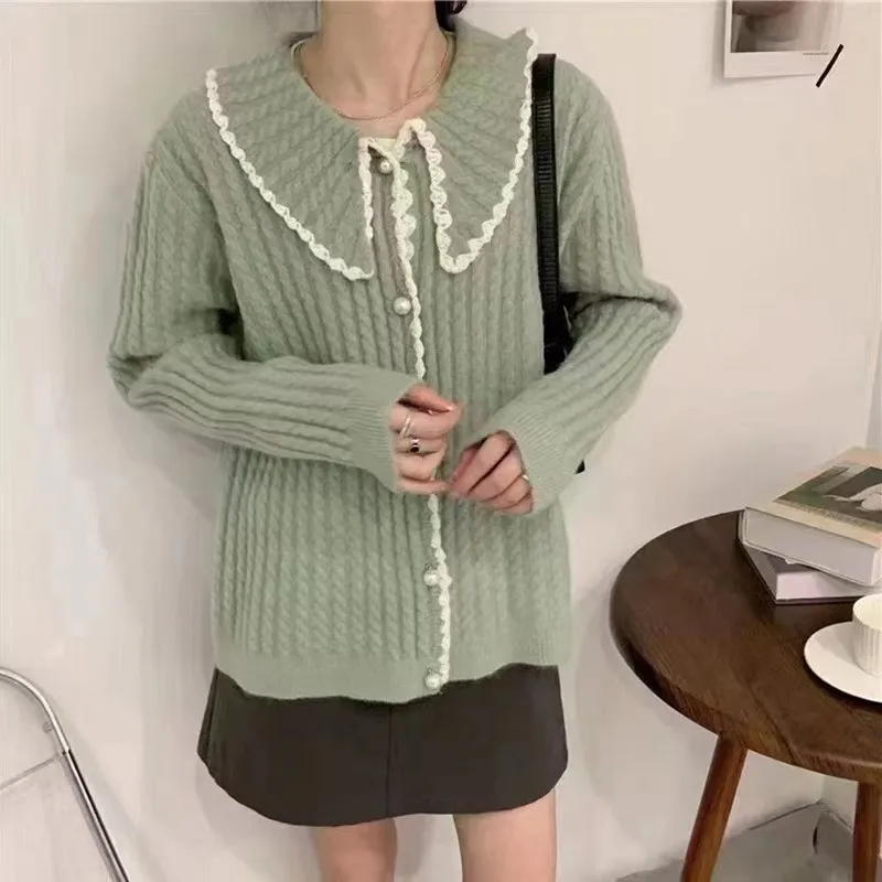 

Autumn New Lazy Style Single breasted Cardigan Sweater Coat Women's Knit Top
