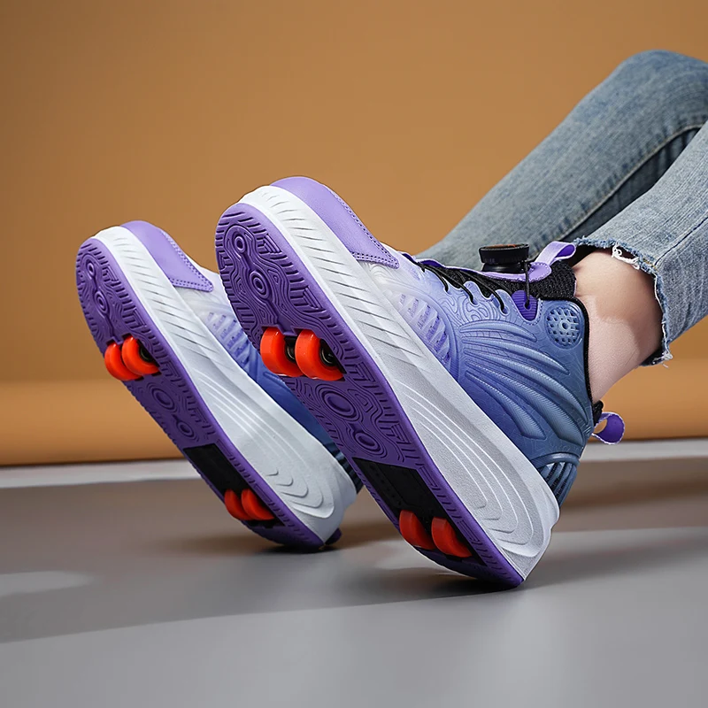 Flashing Roller Skates Shoe 2 Wheels for Kids Child Speed Skate for Girl And Boy Sneakers Skates with Removable Wheels