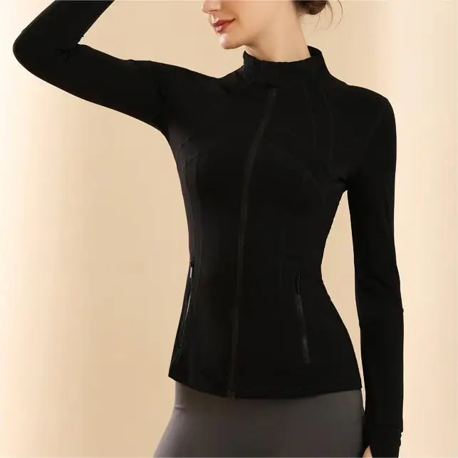 

Jackets Women's Gym Tops Autumn Winter Outerwear Stretch Zipper Running Yoga Jogging Long Sleeve Coat