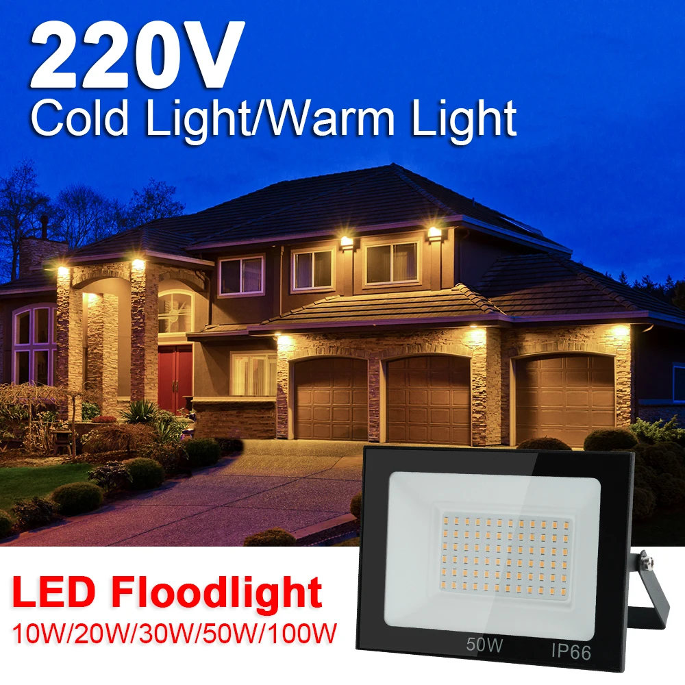 LED Flood Light AC220V Outdoor 200W 100W Exterior Garden Lighting