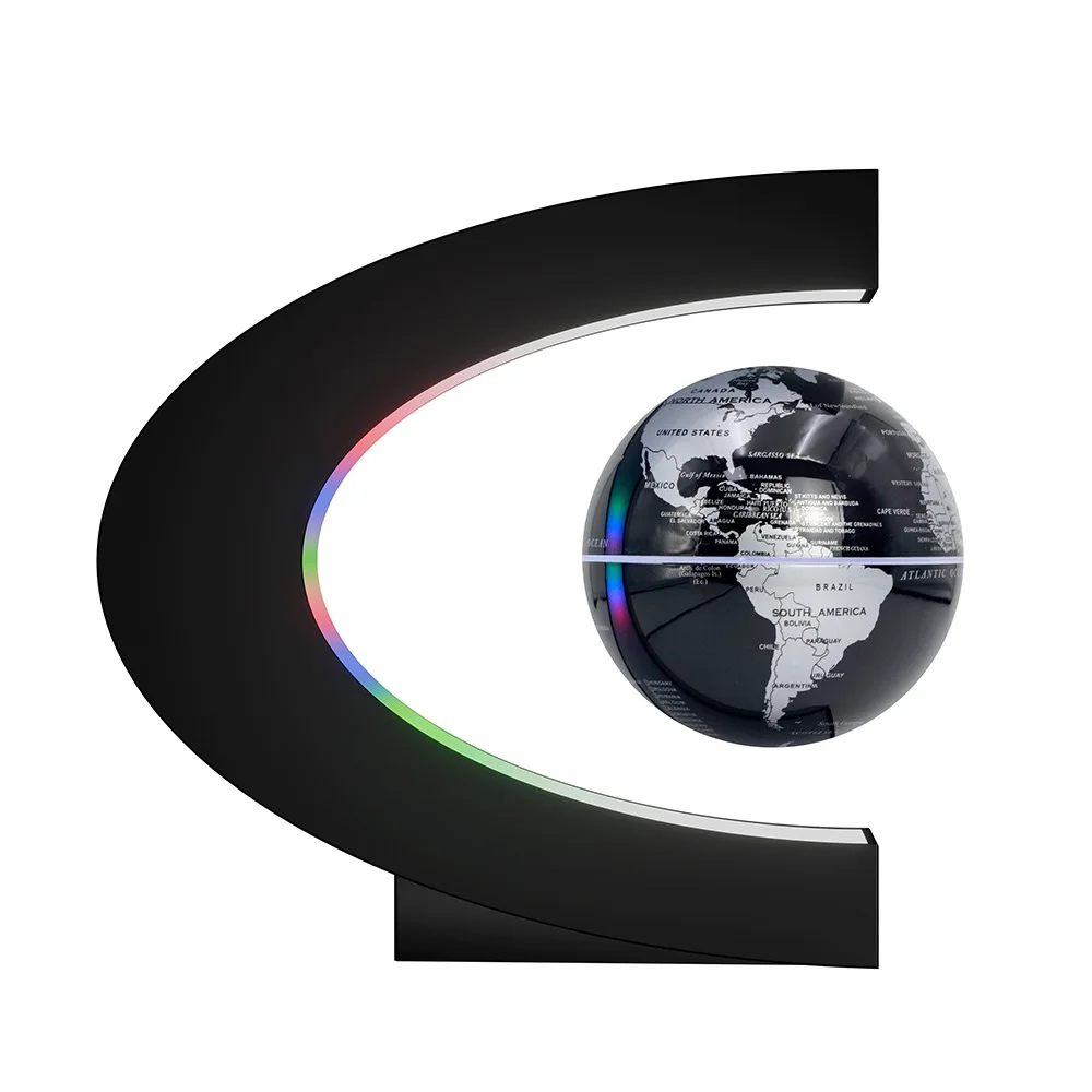 Globe terrestre lumineux flottant design en lévitation magnétique avec éclairage LED coloré