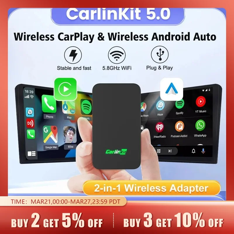 CarlinKit 5.0 2AIR bezprzewodowy CarPlay za $25.94 / ~103zł