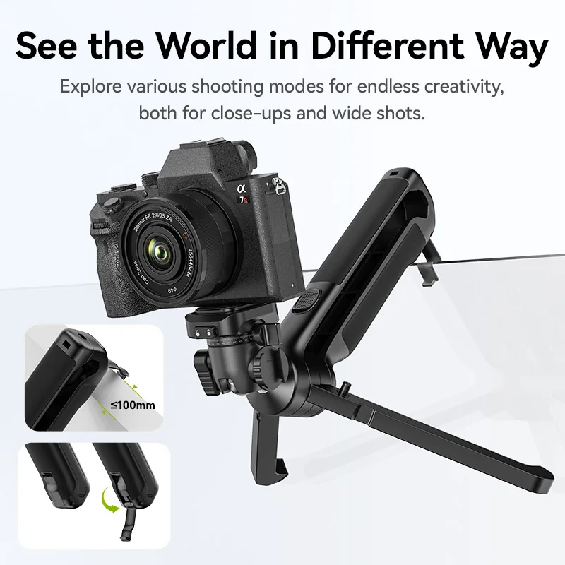 Ulanzi VlogPod TT38 Tripod with Quick Release Plate DSLR Camera Handle Desk Tripod for Livestreaming Following Shot Selfie Vlog