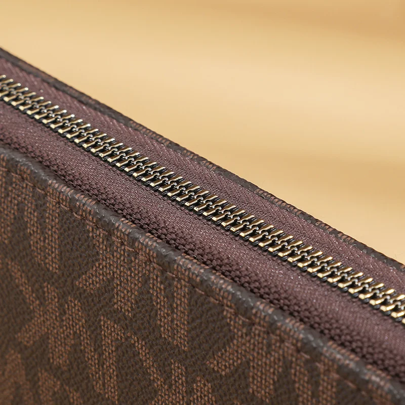 Long wallet women's and men's Korean version 2021 new zipper handbag printed multi card high capacity wrist bag