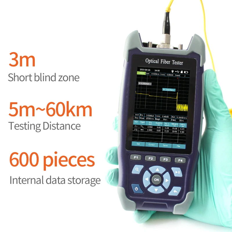 D YEDEMC Mini-Pro 1310/1550nm SM OTDR Mulit-Function Tester Built in OPM / OLS / RJ45 Test / VFL Test Rang 5m-60Km Dynamic Range 24dB/22dB Connector UPC with FC/APC-FC/UPC-SX