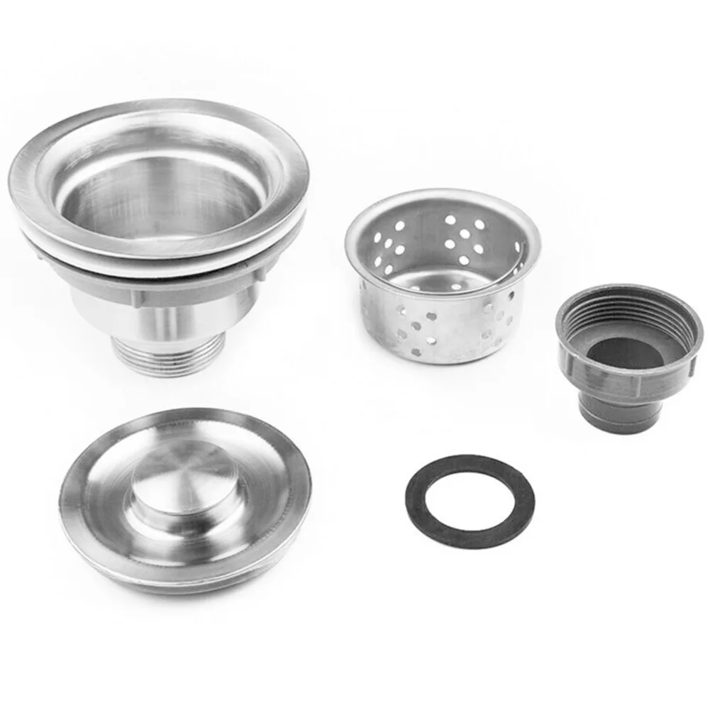 Stainless Steel Kitchen Sink Drain Assembly Waste Strainer And Basket Strainer Stopper Waste Plug Sink  Basin Drain Filter kitchen sink strainer stainless steel 80 82 84 mm household water basin sink drainer strainer basket waste plug stopper filter