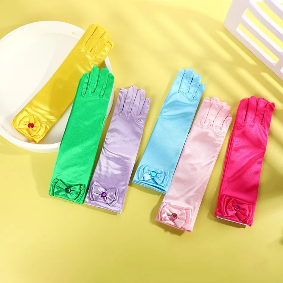 Fairy Tale Princess Sleeves Princess Elsa's Clothing Accessories Ice And Snow Fantasy Bow Gloves Fashionable Printed