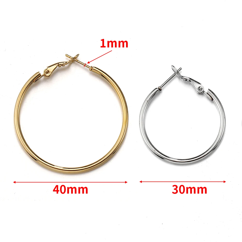 10pcs 2pcs Stainless Steel Round Big Circle Hoop Earring Hoops Gold Color Earring Fashion Women Jewelry Making DIY Accessories