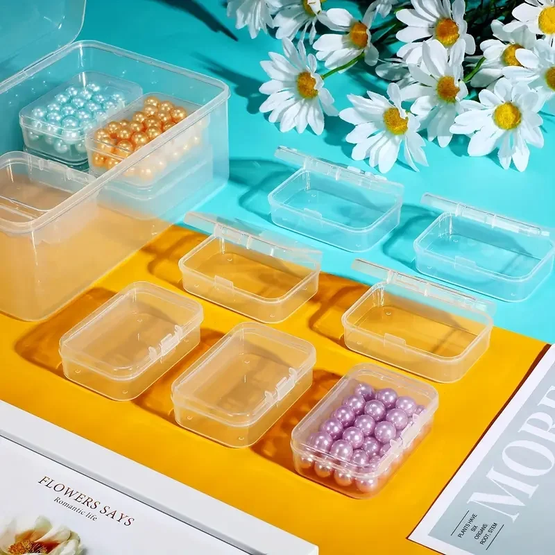 직사각형 플라스틱 보관함, 뚜껑이 있는 투명 보관 용기, 다기능 투명 정리함, 24 개, 4 가지 크기