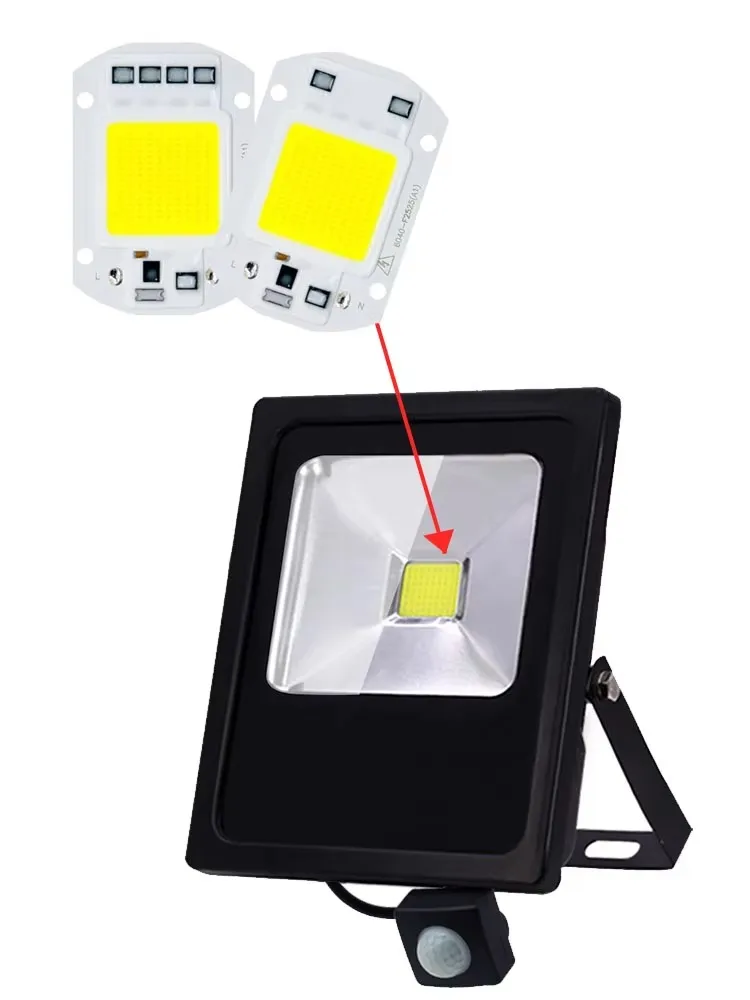 Lampe LED COB 10W 20W 30W 50W AC 220V 230V 240V IC intelligent pas besoin de pilote bricolage puce ampoule LED projecteur de lumière d'inondation puce d'éclairage