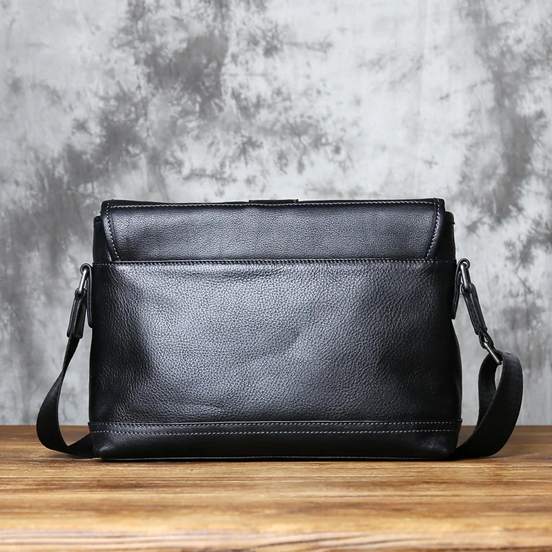 NZPJ Genuine Leather  Men's Shoulder Bag Trendy Top Layer Cowhide Crossbody Bag Flip Cover Men's Messenger Bag For 10 Inch IPad