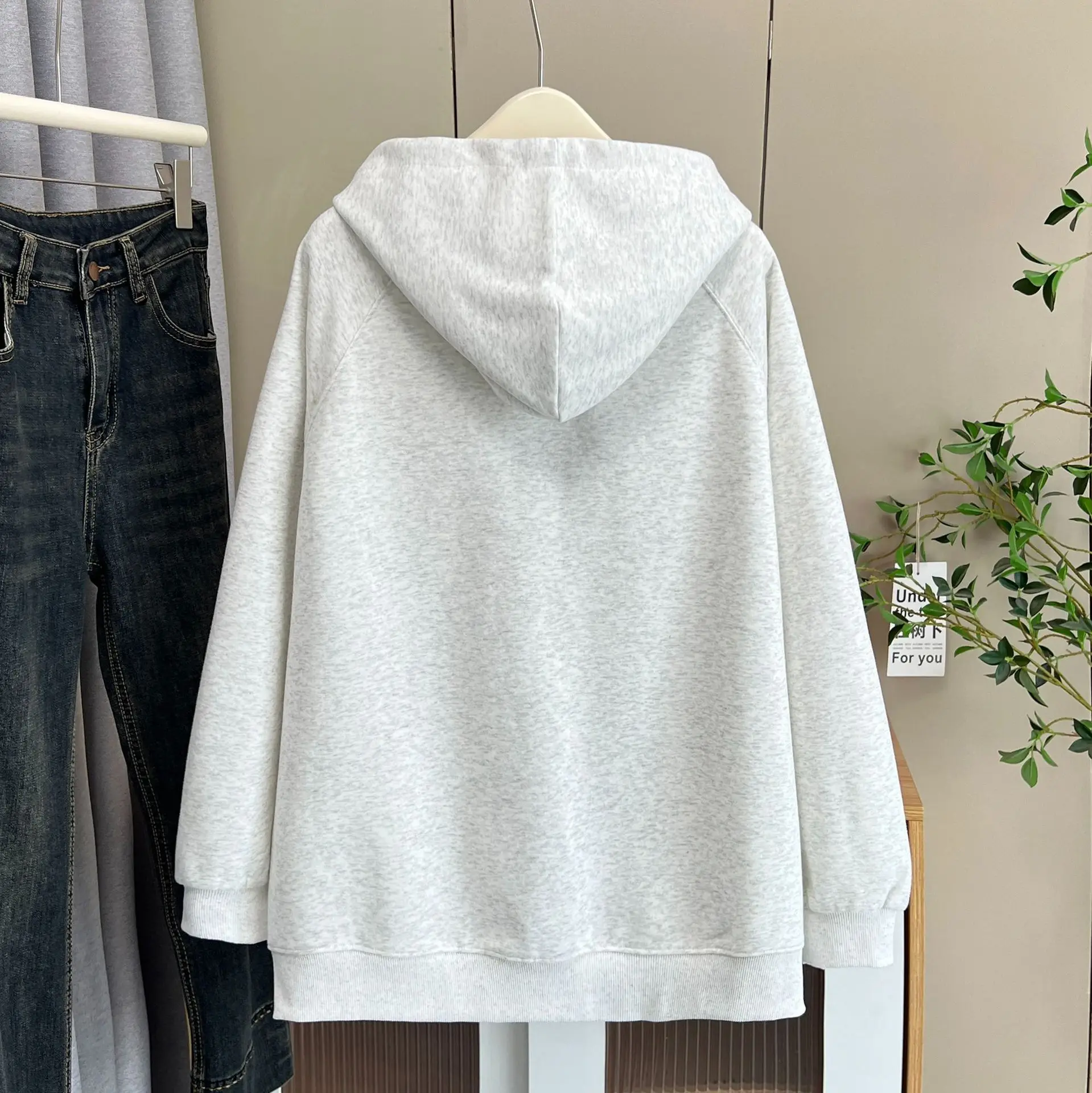 XXXXL Fashion Plus Size Women's Zipper Hoodies Oversized Autumn Simple And Casual Printed Letter Hooded Sweatshirt