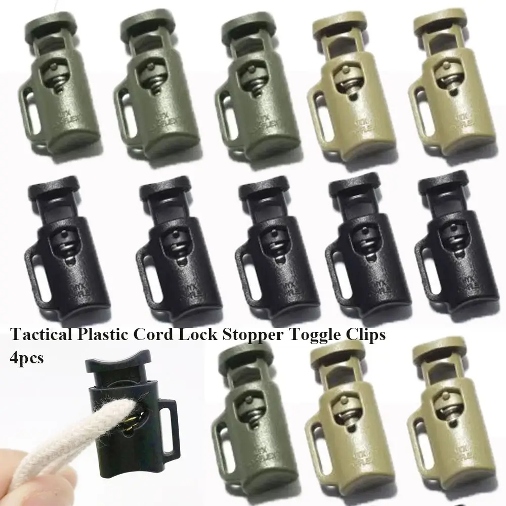 

4pcs Accessories Tactical Cord Lock High Quality Multistyles Plastic Toggle Stopper Outdoor Bag Fastener Outdoor Tool