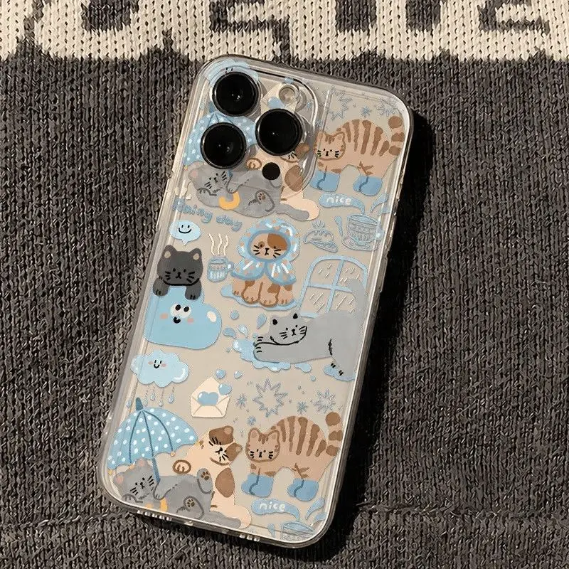 Whimsical Dabble Cat Silicone Phone Case Cover