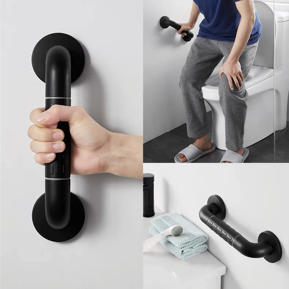 

Bathroom Black Safety Accessible Handrail Disabled /Elderly Toilet Booster Luminous Handle Stainless Steel Non Slip Railing