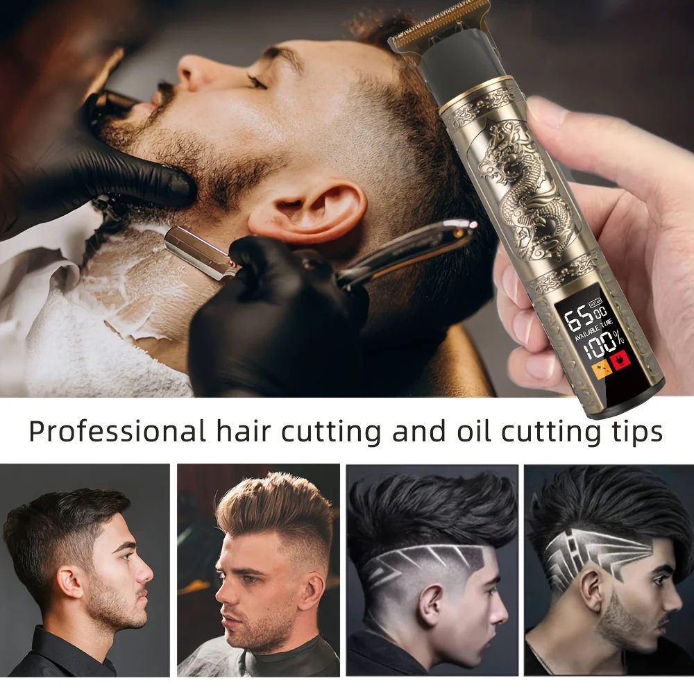 T9 hairdresser electric push cut hair USB electric push large screen dragon carving razor bald hair hair clippers BEST SELLERS