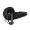 61CM Artificial Wool Fox's Tail Whip,Horse Whip,Costumes Performance Props,PU Leather Handle with Wrist Strap 2