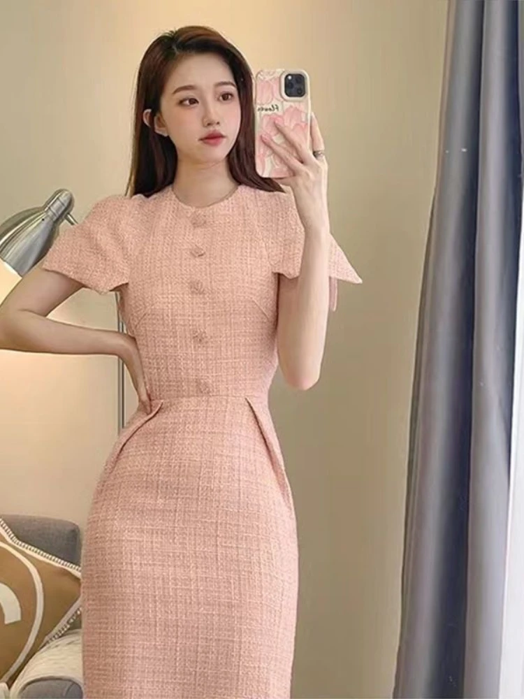 

Розовое Новое китайское платье, женское летнее новое французское шикарное дизайнерское платье с высоким чувствительным небольшим запахом, длинная юбка