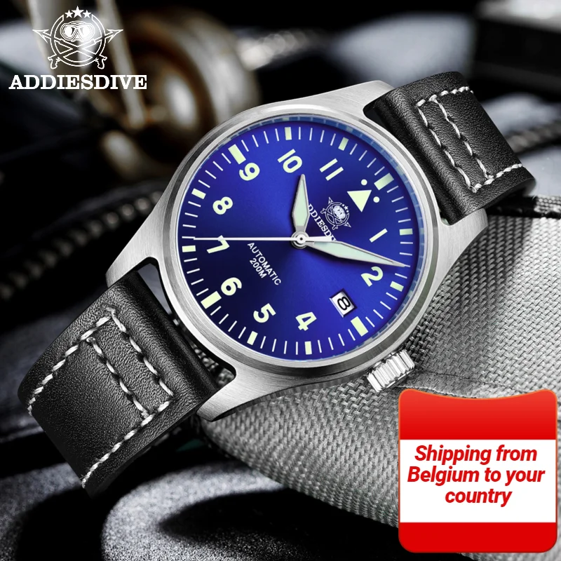 Addies Dive Pilot Watch Automatic Mechanical Diver Watch C3 Luminous