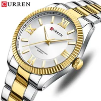 CURREN 8453 Men's Quartz Watches Fashion Elegant Simple White Clock Stainless Steel Strap Wristwatch for Male Gift 1