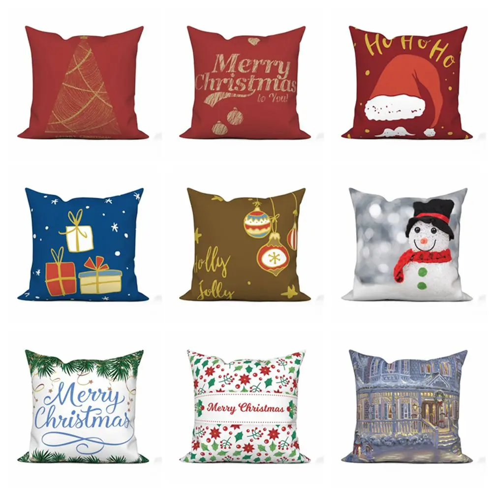 

Christmas Series Cushion Cover Xmas Decorations For Home Linen and Polyster Decorative Pillow Case Throw Pillow Cover