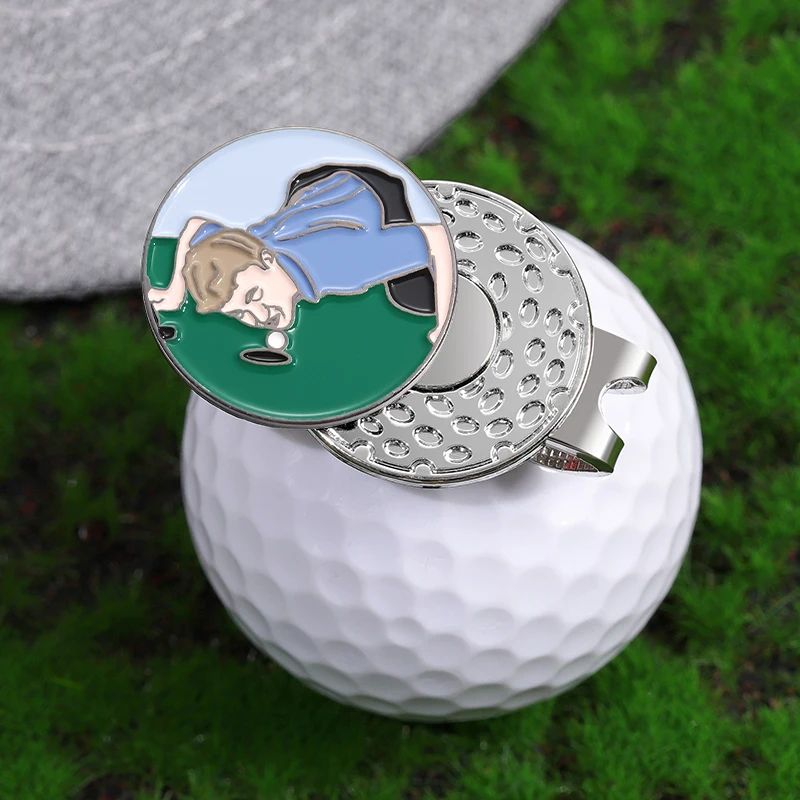 Funny Golf Ball Marker Hat Clip Baseball Cap Magnetic Clips Clothing Cartoon Dcorative Jewelry Metal Brooches for Golf Sports