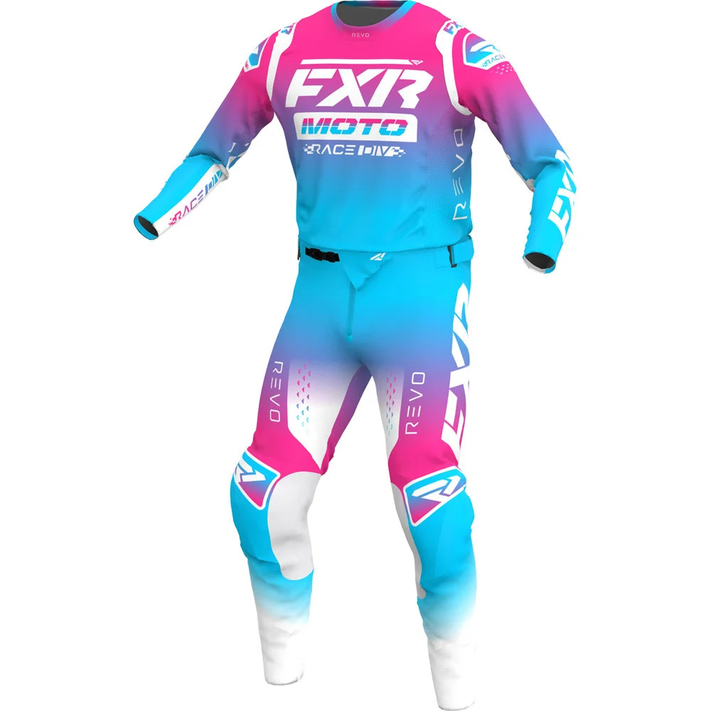 New 2022 05 Fxr Motocross Gear Set Off Road Pink Blue Dirt Bike Jersey