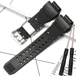 Enhanced Black Sports Waterproof Resin Watchband with Steel Bezel Accessories - GW9400 (Black S)