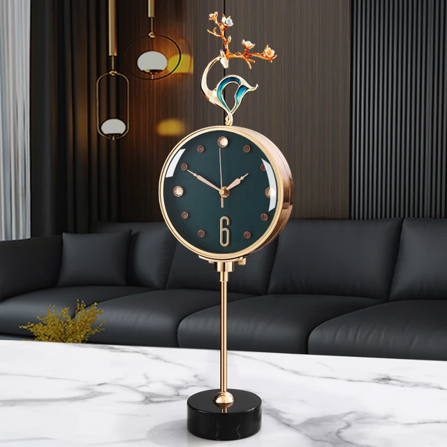 Horloge de bureau en laiton, ornements décoratifs de luxe léger