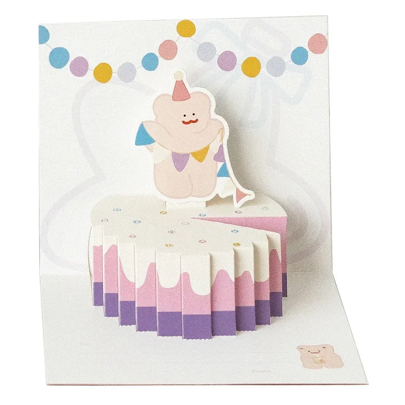 3D Pop up Style Happy Birthday Cake Greeting Card Blessing Gratitude Message Card Children's Premium Small DIY Gift for greeting cards