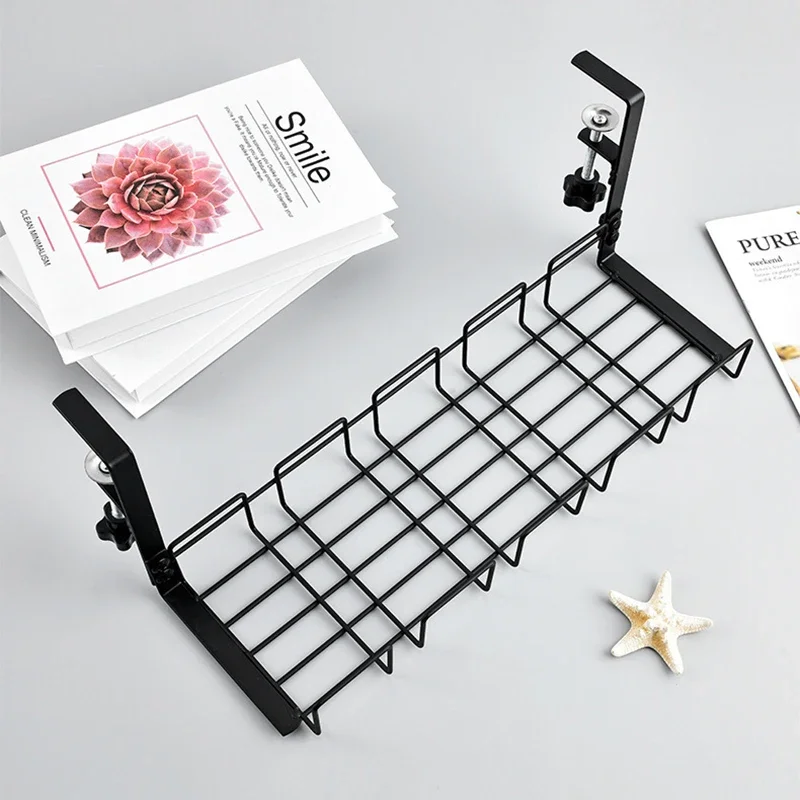 Description Picture 5 of itemUnder Table Hanging Storage Rack Non Punching Metal Cable Shelf Home Office Desk Wire Organizer For Kitchen Storage Accessories
