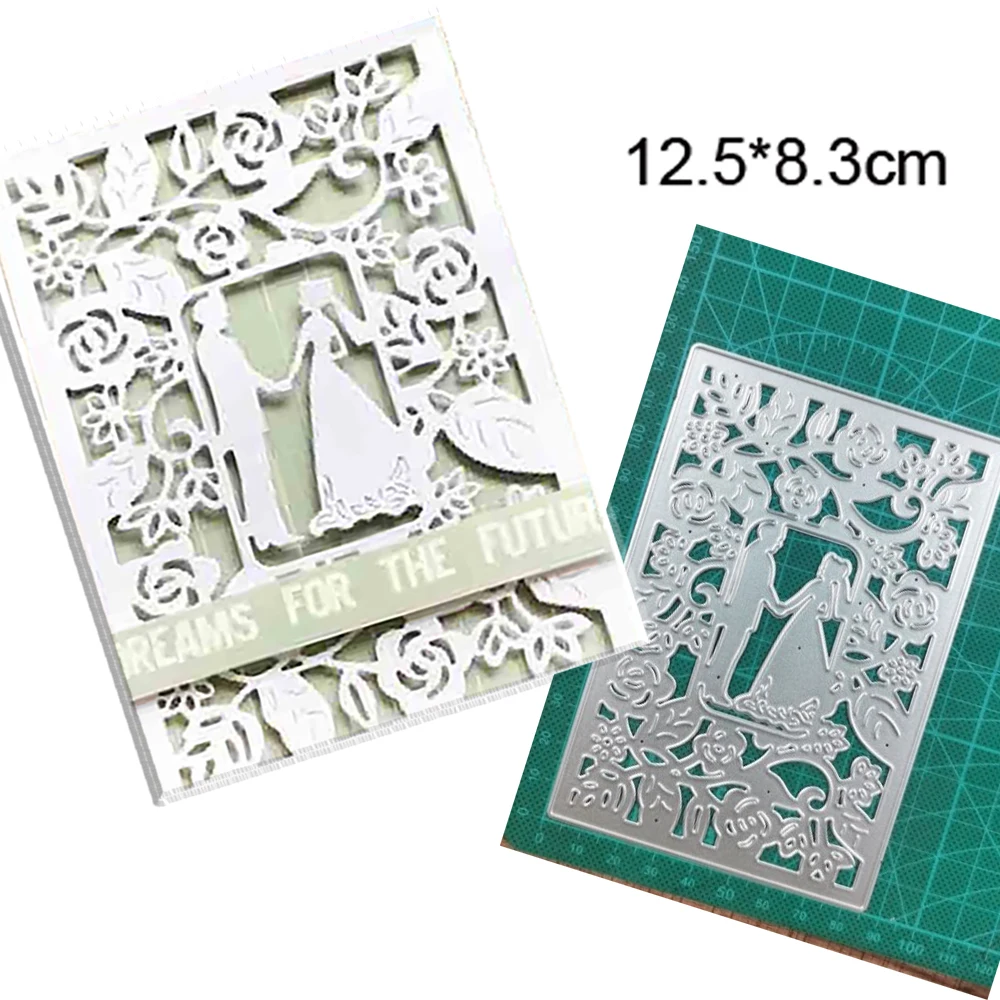 

Newlyweds Wedding Floral Background New Arrivals Metal Cutting Dies Scrapbooking DIY Album Stamps Embossing Making Stencil Frame