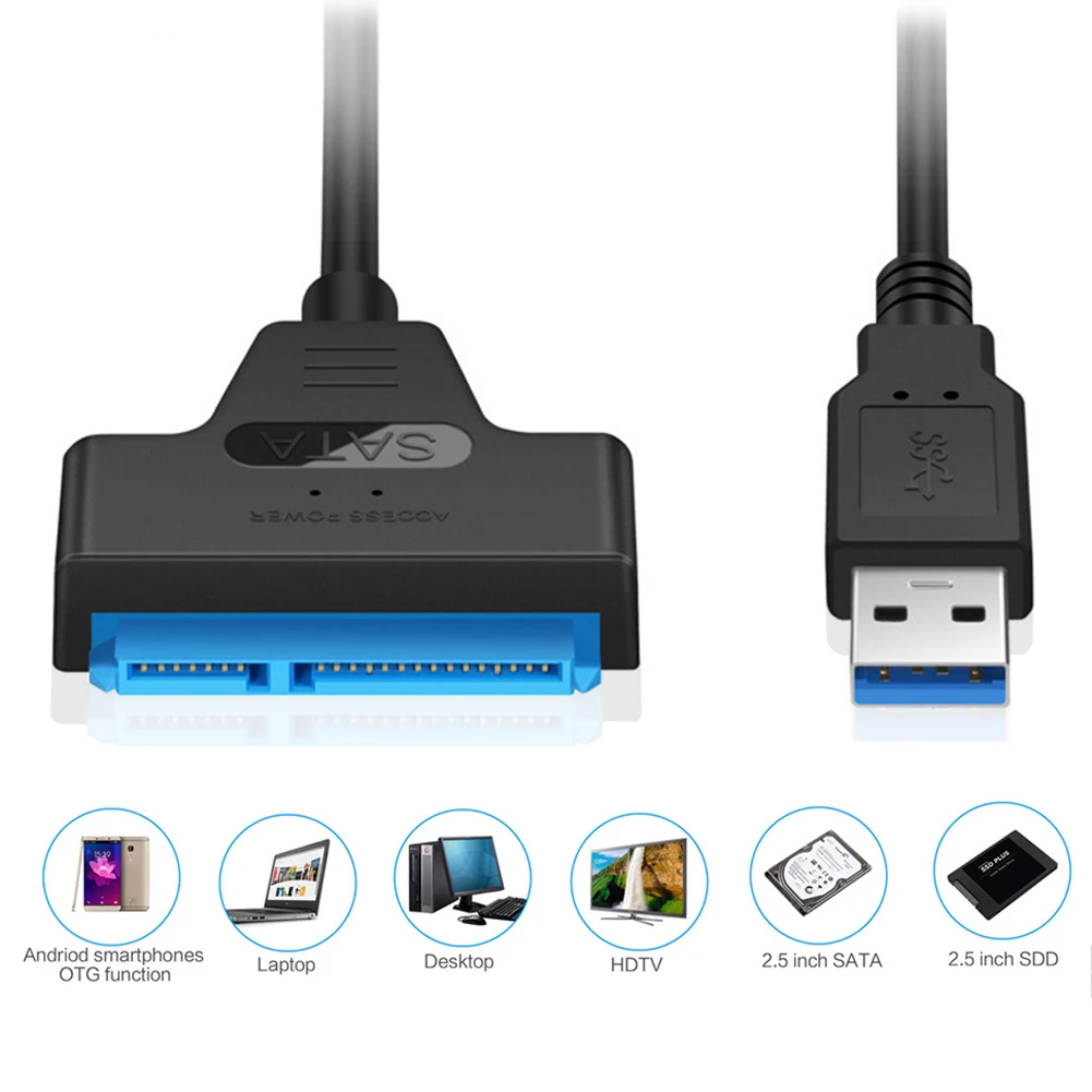 USB 3.0 to SATA Hard Disk Cable Converter for 2.5 Inches SSD