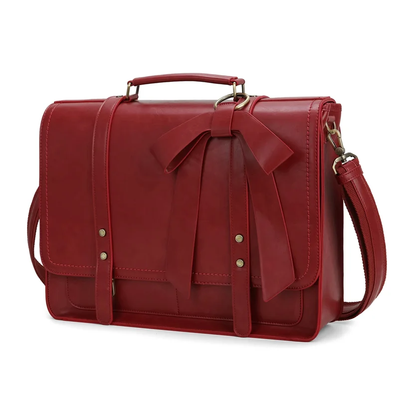 Ecosusi-pu Leather College Shoulder Bolsa para as Mulheres Maleta para Mulheres Laptop Bolsa Adequado para 156 Mochila