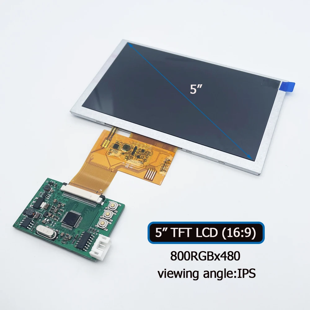 5 inch TFT-LCD display module kit 800x480 IPS screen 16:9 NTSC/PAL formal