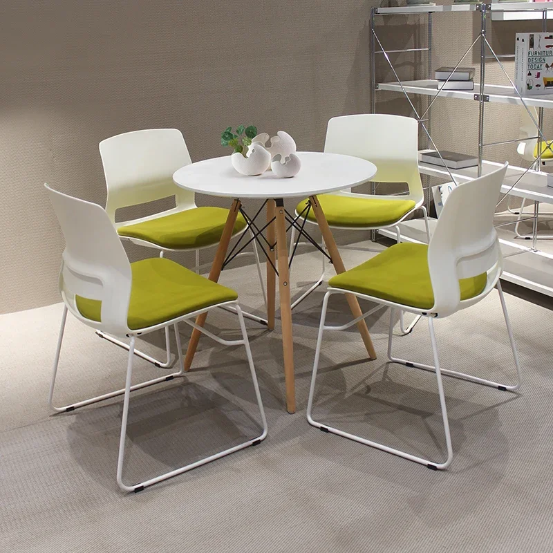 Office Round Negotiation Table Simplified Modern White Leisure Office Reception Table Small Reception Area Table and Chair area rug braided jute 150 cm round