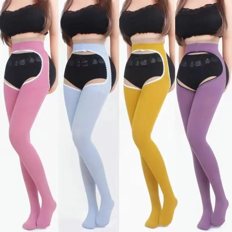 Spring 120D Sling Stockings Women Sexy Candy Color Thigh Socks High Waisted Side Suspender Stockings Not Strangling The Crotch