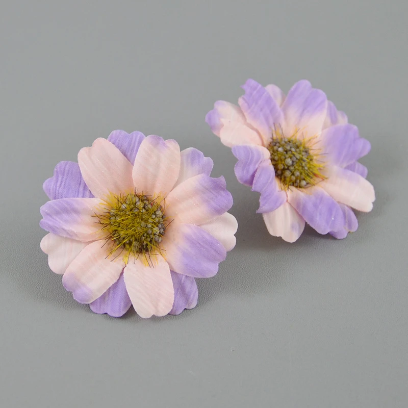 100pcs 4.5cm Silk retro daisy artificial flower head wedding decoration DIY Wreath scrapbook craft wristband head ring flowers