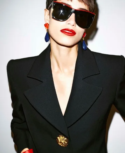 Earrings Retro Light Luxury Fashion Exaggerated Red Blue Contrast Color Resin Ear Clip For Women Aretes De Mujer Pendientes