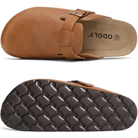 Shevalues Sabots en cuir végétalien pour femmes, mules confortables à semelle en liège pour hommes, chaussures unisexes tendance à enfiler avec soutien de la voûte plantaire 5