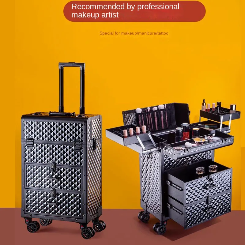 

Makeup Case Trolley Manicurist Beautician Storage Suitcase Nail Tattoo Specialty Cosmetics Case Large Capacity Tool Bag Wheeled