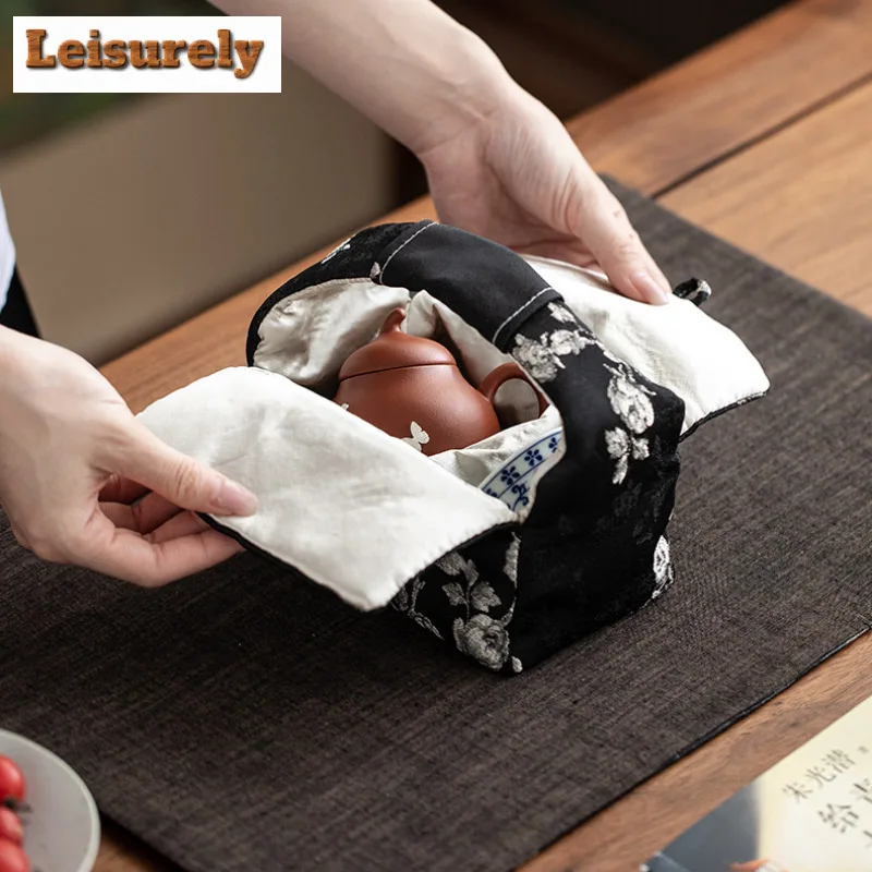 Silver-plated Purple Clay Travel Tea Set Kit Retro 1 Pot 1 Cups Household Tea Maker Organizer Portable Picnic Stock Bags Craft