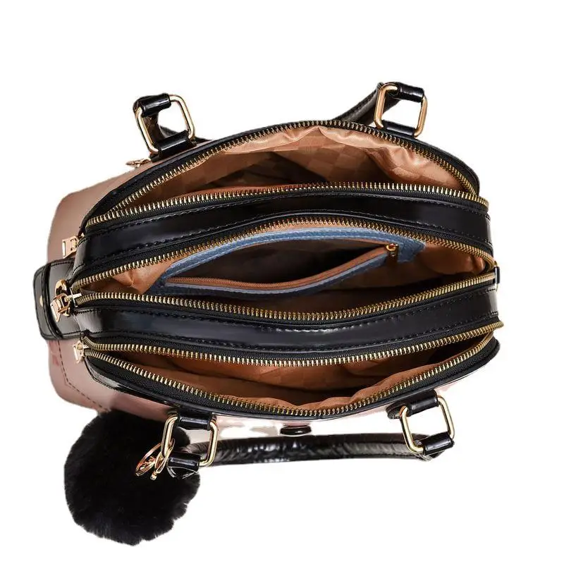 New Simple Three-zipper Slung One-shoulder Large-capacity Fashion Pu Handbag Crossbody Bags for Women