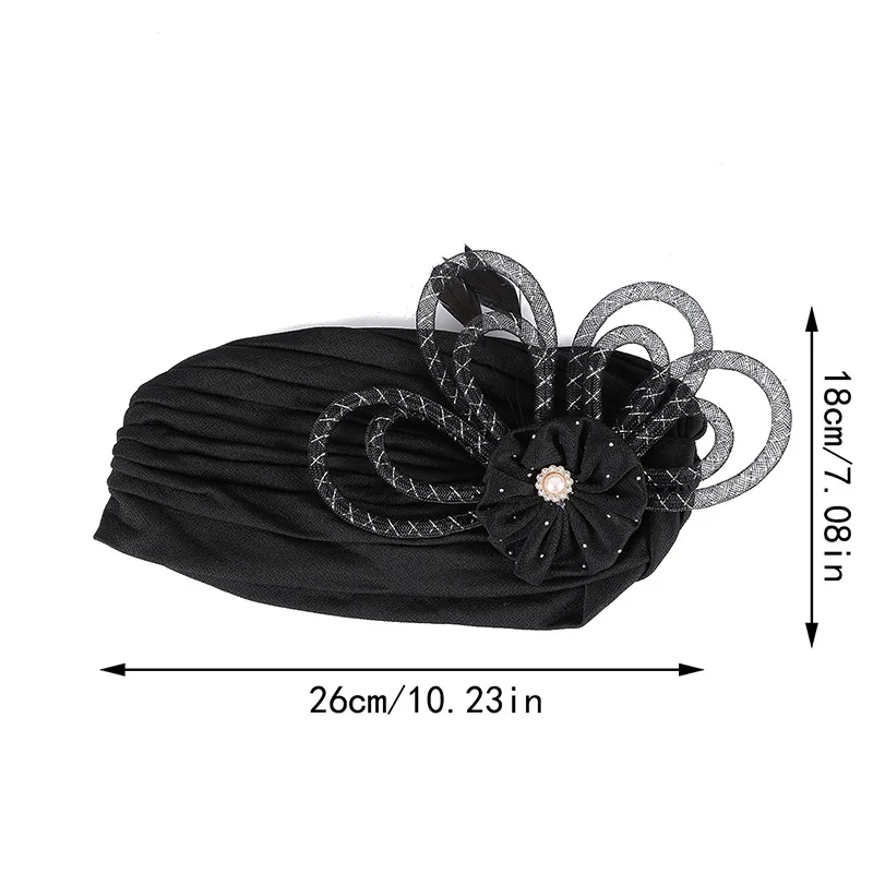 African Pleated Turban Cap For Women Luxury Dinner Party Bonnets Indian Nigerian Headwear Beanies Wedding Hat Fashion 3