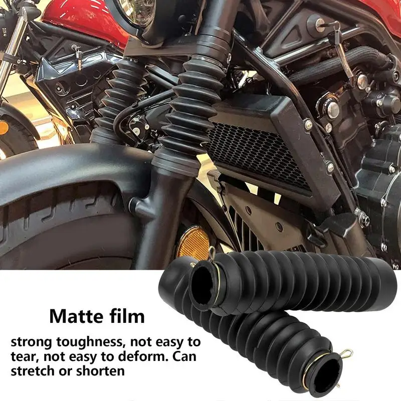 

Motorcycle Fork Boots 2pcs Motorcycle Front Fork Boot Shock Damping Dust Cover Universal Front Dust Guard Gaiters For Dirt Bike